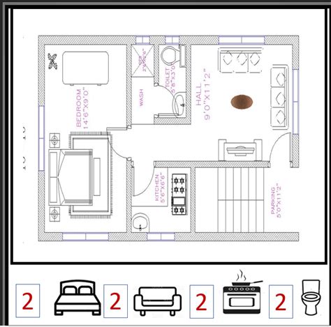 15x28 Vastu House Plan For East Facing 1 Bhk Plan 061 Happho
