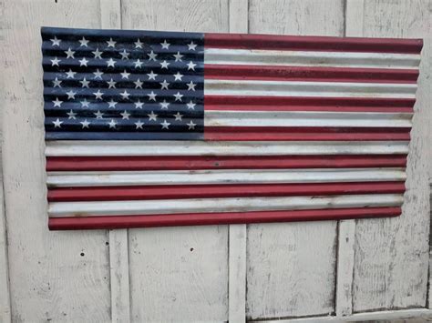 Rustic American Flag Large Corrugated Metal American Flag 6 Etsy