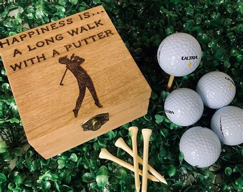 Custom Hand Engraved Golf T Set Box 5 Golf Tees 5 Golf Balls Golfer