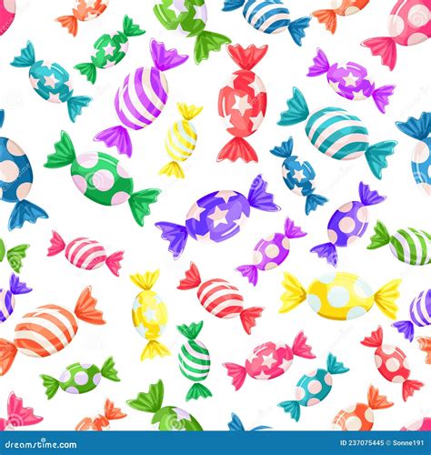 Rainbow Candies Seamless Pattern Stock Vector Illustration Of Cute