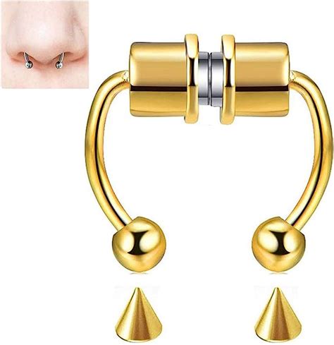 1 Set Magnetic Septum Nose Rings Non Piercing Hoop Rings Fake Horseshoe