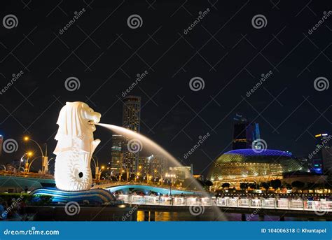 Merlion Light Show At Marina Bay In Singapore Editorial Stock Photo