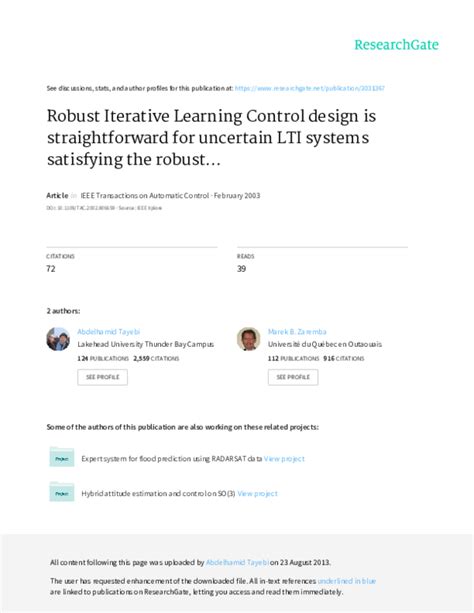 (PDF) Robust iterative learning control design is straightforward for uncertain LTI systems ...