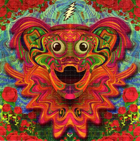 Psychedelic Grateful Dead Bear Blotter Art Perforated Acid Etsy