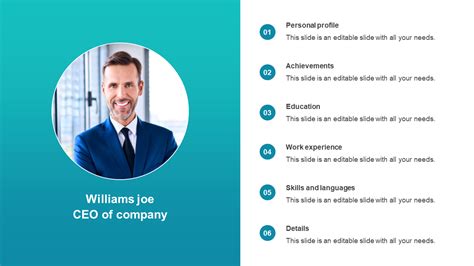 Exclusive About Me Ideas Template For Presentation