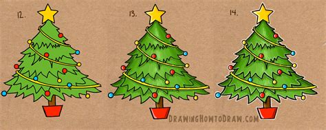 This is the outline for your christmas tree crown. How to Draw a Christmas Tree with Simple Step by Step ...