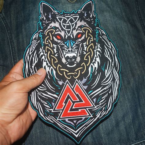 Odin Wolf Viking Valknut Large Embroidered Back Patch Etsy
