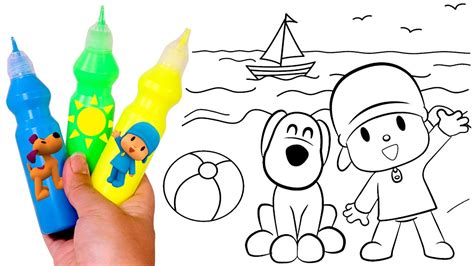Check spelling or type a new query. DRAW AND COLOR 🌈🎨 Learn Colours by Drawing and Coloring Picture of Pocoyo at Beach | Coloring ...