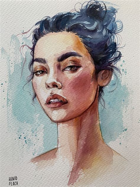 Portrait Art By Humid Peach Watercolor Art Face Watercolor Face