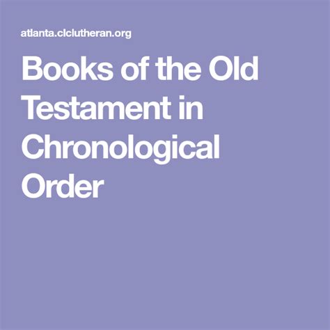 Books Of The Old Testament In Chronological Order Old Things Old