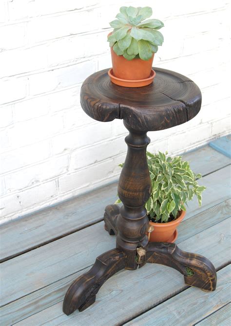 Large Wooden Plant Stand Indoor Tall Live Edge Wood Planter Etsy