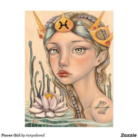 Pisces Girl Postcard Art Fantasy Art Pisces Girl