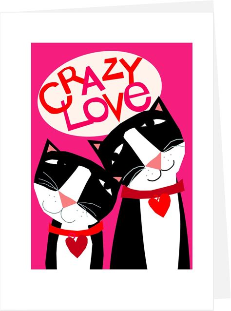 Tuxedo Cats Crazy Love Valentines Greeting Card Etsy