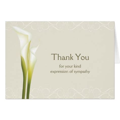 Calla Lily Sympathy Thank You Cards Zazzle Com