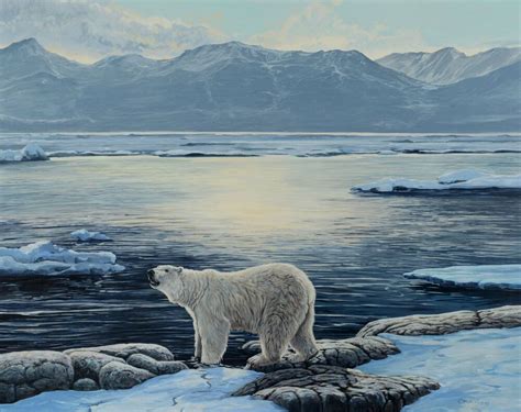 Lissa Calvert Polar Bear Arctic Landscape Painting 24x30 Canadian