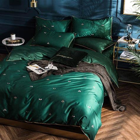 Emerald Green Forest Duvet Cover Bedding Set Egyptian Cotton