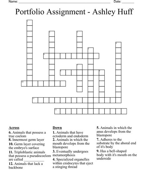 Portfolio Assignment Ashley Huff Crossword Wordmint