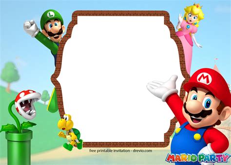 Free Printable Super Mario Party Birthday Invitation Templates