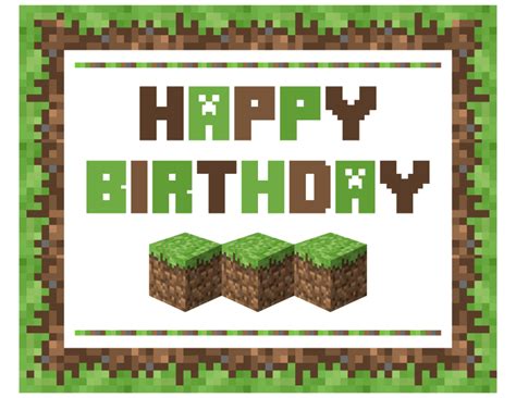 Minecraft Birthday Party Ideas In 2020 Minecraft Birthday Card Minecraft Party Printables