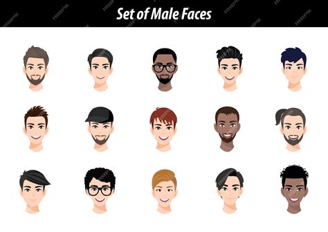 Premium Vector Set Of Male Face Avatar Portraits Isolated