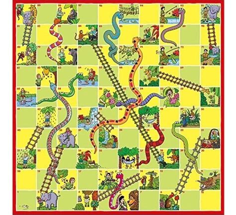 Alcanzar primero la casilla de llegada. Tablero Juego De Serpientes Y Escaleras Para Niños De ...