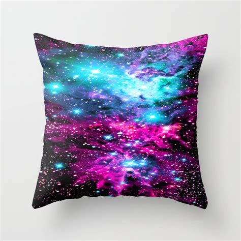 Fox Fur Nebula Hot Pink Turquoise Purple Throw Pillow By Galaxy Dreams