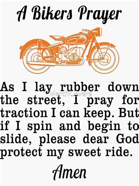 Motorcycle Bikers Prayer Design Sticker By Merchlovers Redbubble
