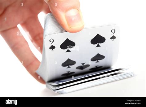 Hand Holding A Deck Of Playing Cards Stock Photo Alamy