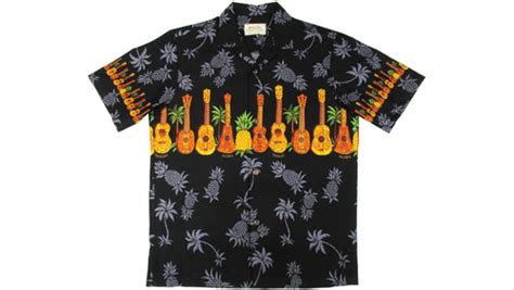 Cotton 100 Black Ukulele Aloha Shirt CH 14 GO RHC