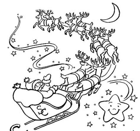 Jeu d'icônes de personnage de dessin animé drôle de père noël. Coloriage Père Noël avec son Traîneau et ses Rennes