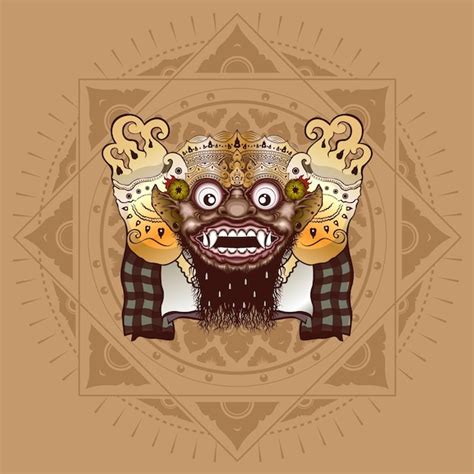 Premium Vector Balinese Barong Vector Illustration Ornament And