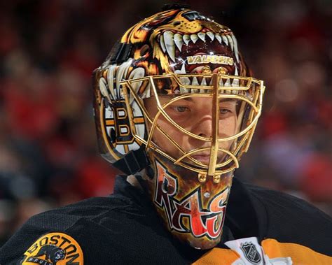 Tuukka rask stops a high blistering slap shot with his head, knocking his mask clean off, but keeping the puck out. I Love Goalies!: Tuukka Rask 2014-15 Mask