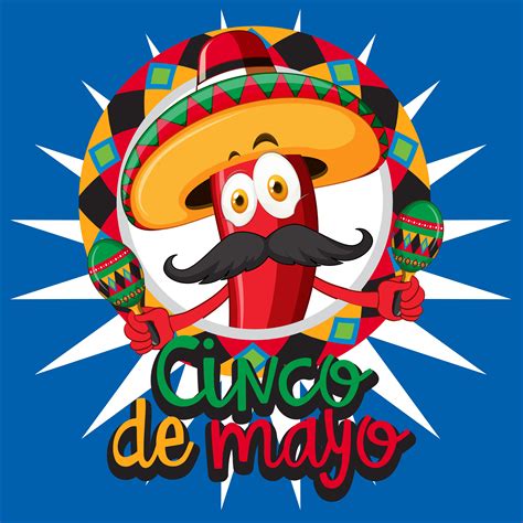 Cinco De Mayo Card Template With Chili Wearing Hat 447545 Vector Art At