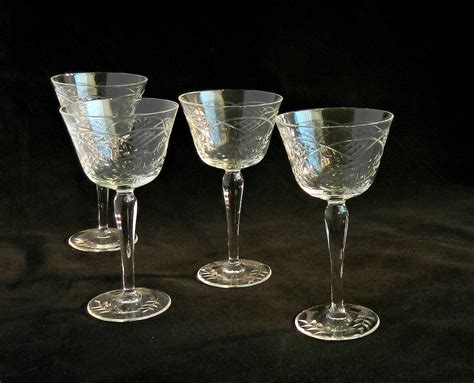 Antique Etched Crystal Aperitif Glasses Vintage Art Deco Cordials Set 1920s Aperitif Glasses