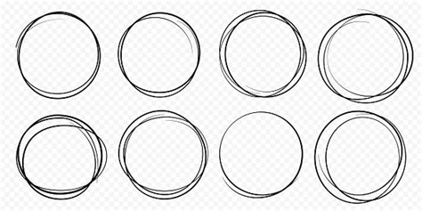 The tangent line is perpendicular to the radius of the circle. Hand Drawn Circle Line Sketch Set Vector Circular Scribble ...