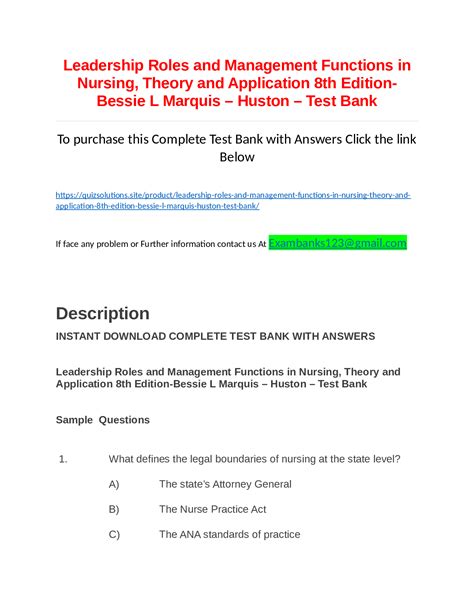 Leadership Roles And Management Functions In Nursing Theory And