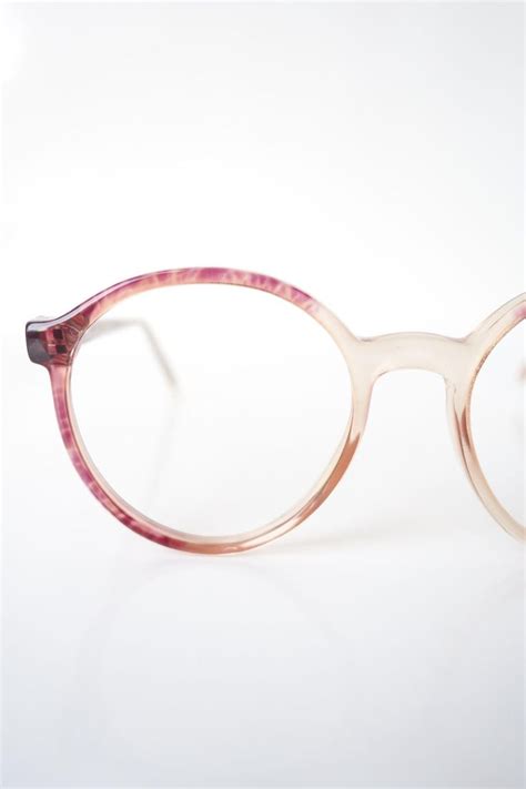 1960s Round Eyeglasses Womens Marbled Pink Clear Glasses Etsy Pink