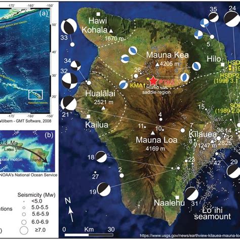 A Geological Elevation And Bathymetric Map Of Mauna Kea With
