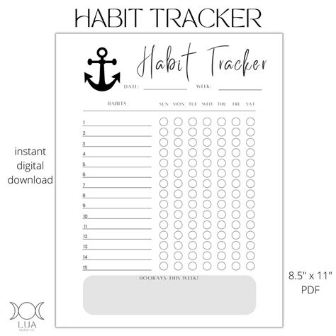 Habit Tracker Daily Habit Log Printable Habit Tracker Self Etsy