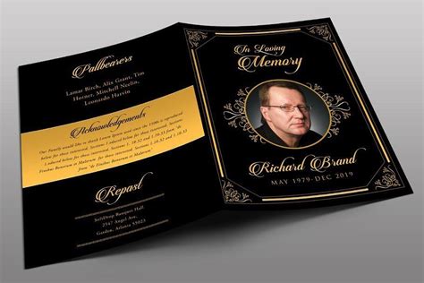 42 Funeral Program For Men Word Photoshop Templates Graphicnule