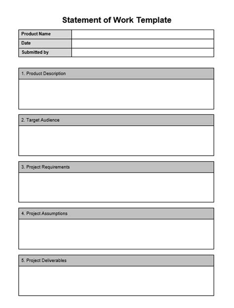 Statement Of Work Templates 13 Free Sample Templates My Word Templates