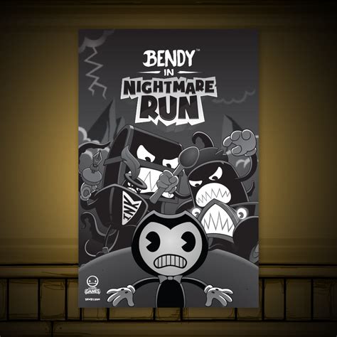 Bendy In Nightmare Run Poster Bendy And The Ink Machine Official Store