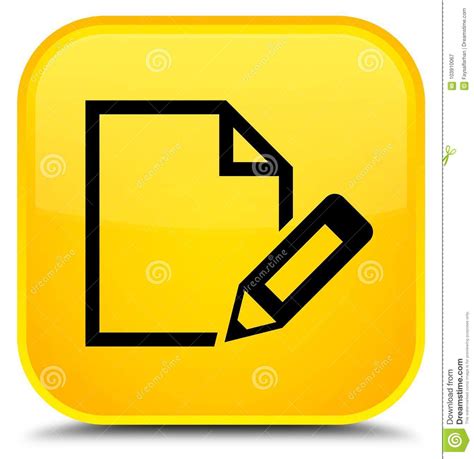 Edit Document Icon Special Yellow Square Button Stock Illustration