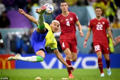 richarlison s bicycle kick against serbia voted as world cup goal of the tournament daily mail