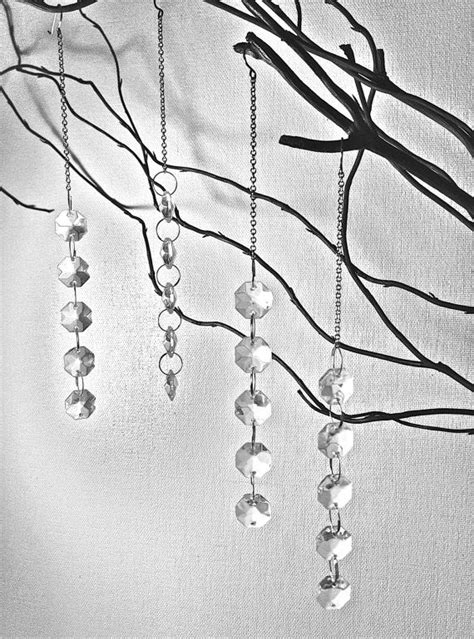 4 Diamond Clear Strand Hanging Crystals Wedding Tree Decorations Or
