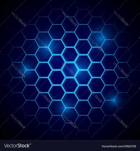 Futuristic Blue Honeycomb Pattern Hexagonal Vector Image