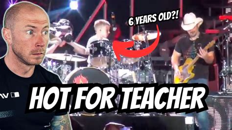 Hot For Teacher 6 Year Old Drummer Live On Stage Drummer Reacts First