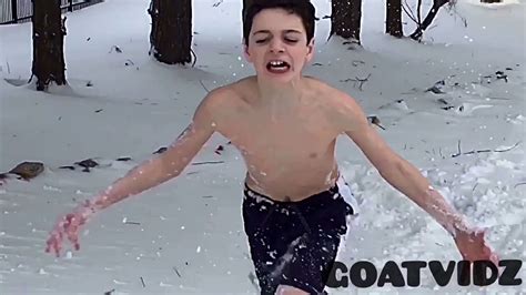 Jumping Into Snow With No Shirt Youtube