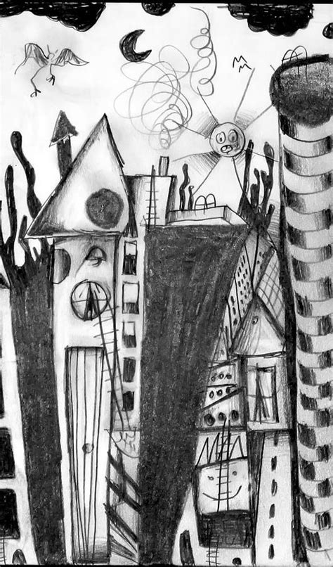 Happy Sad City Drawing By Hans Kaiser Pixels