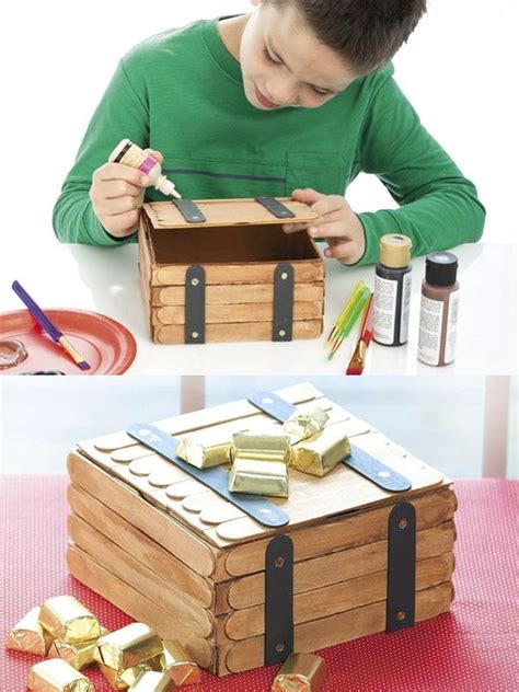Un pequeño cofre de madera puede contener cualquier cosa, desde joyas a claves de abalorios pequeños. +20 Manualidades con Palitos de Helado | Manualidades con palitos de helado, Manualidades ...
